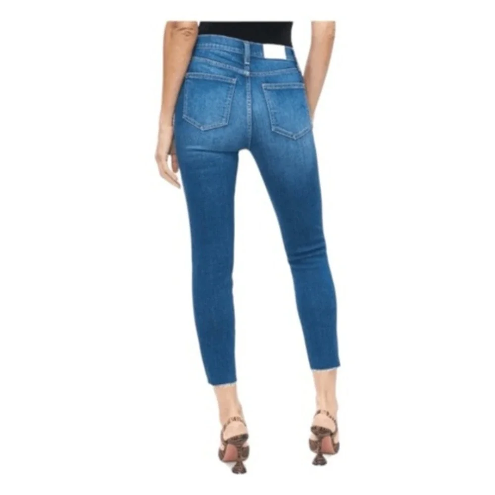 Pistola‎ Aline High Rise Skinny Jeans Catalina Blue Wash Distressed Hem 24